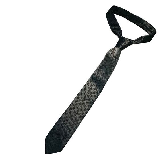 Vintage Laurentius Silver Grey and Black Ombré Geometric Pattern Silk Neck Tie - Picture 4 of 11